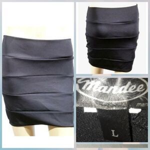 Mandee Black Block Stripe bandage Mini Skirt